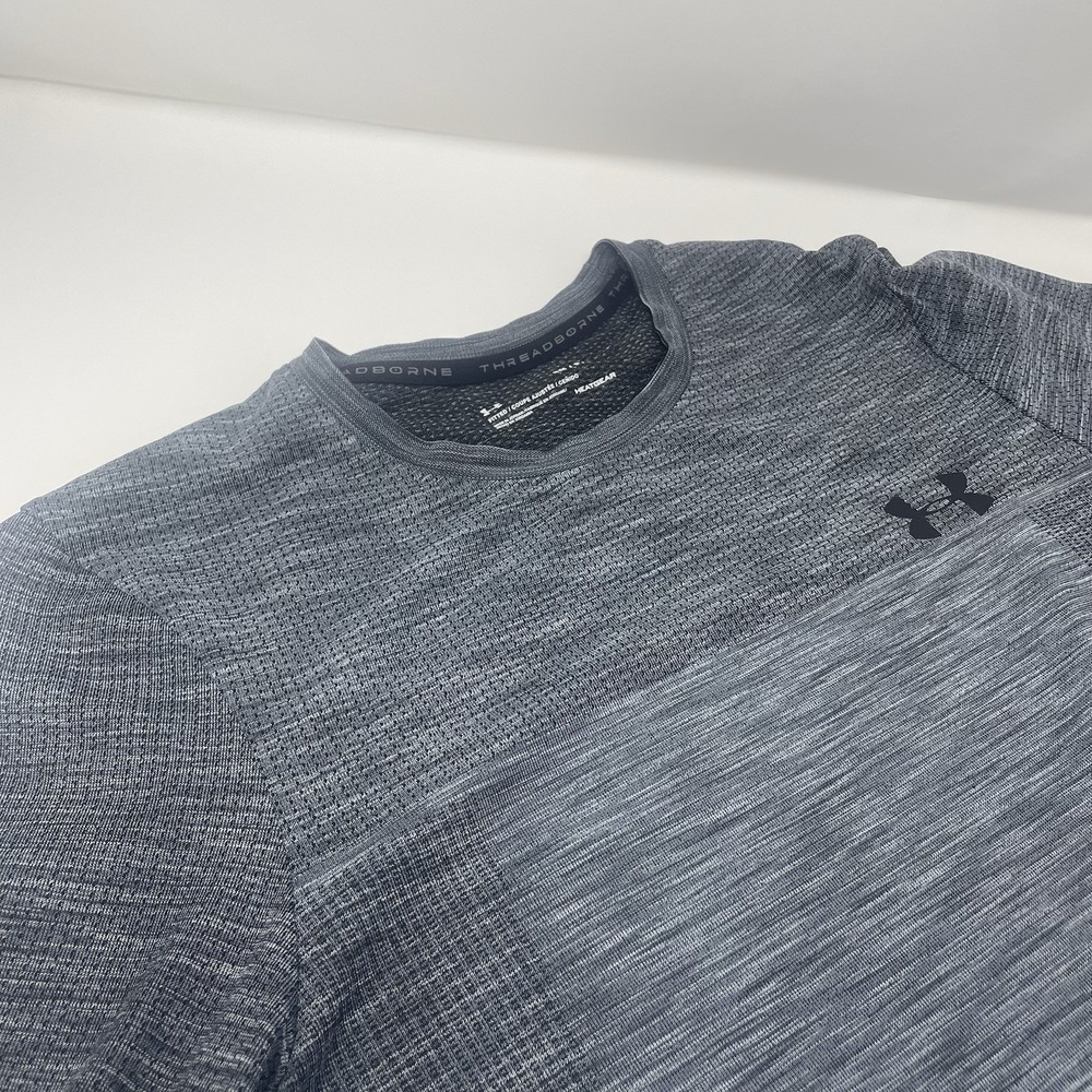 Under Armour Threadborne Heatgear Fitted Mens Small Gray Short Sleeve The Vanish
